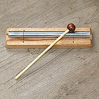 Campana de madera de teca, 'One Tone' - Campana de una sola nota de madera de teca y acero