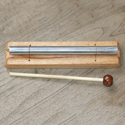 Campana de madera de teca, 'One Tone' - Campana de una sola nota de madera de teca y acero