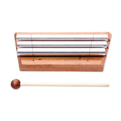Teak wood xylophone, 'Three Tones' - Hand Crafted Three Note Xylophone