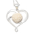 Sterling silver and bone pendant necklace, 'Blossoming Love' - Floral Theme Sterling Silver and Carved Bone Heart Necklace