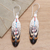 Bone dangle earrings, 'Falcon Feather' - Handcrafted Carved Bone Falcon Feather Theme Earrings (image 2b) thumbail