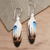 Bone dangle earrings, 'Fanciful Feathers' - Handcrafted Painted Feather Theme Earrings (image 2) thumbail