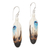 Bone dangle earrings, 'Fanciful Feathers' - Handcrafted Painted Feather Theme Earrings thumbail