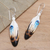 Bone dangle earrings, 'Fanciful Feathers' - Handcrafted Painted Feather Theme Earrings (image 2c) thumbail