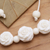 Bone beaded bracelet, 'Ivory Roses' - Beaded Bracelet with 3 Hand Carved Roses (image 2b) thumbail