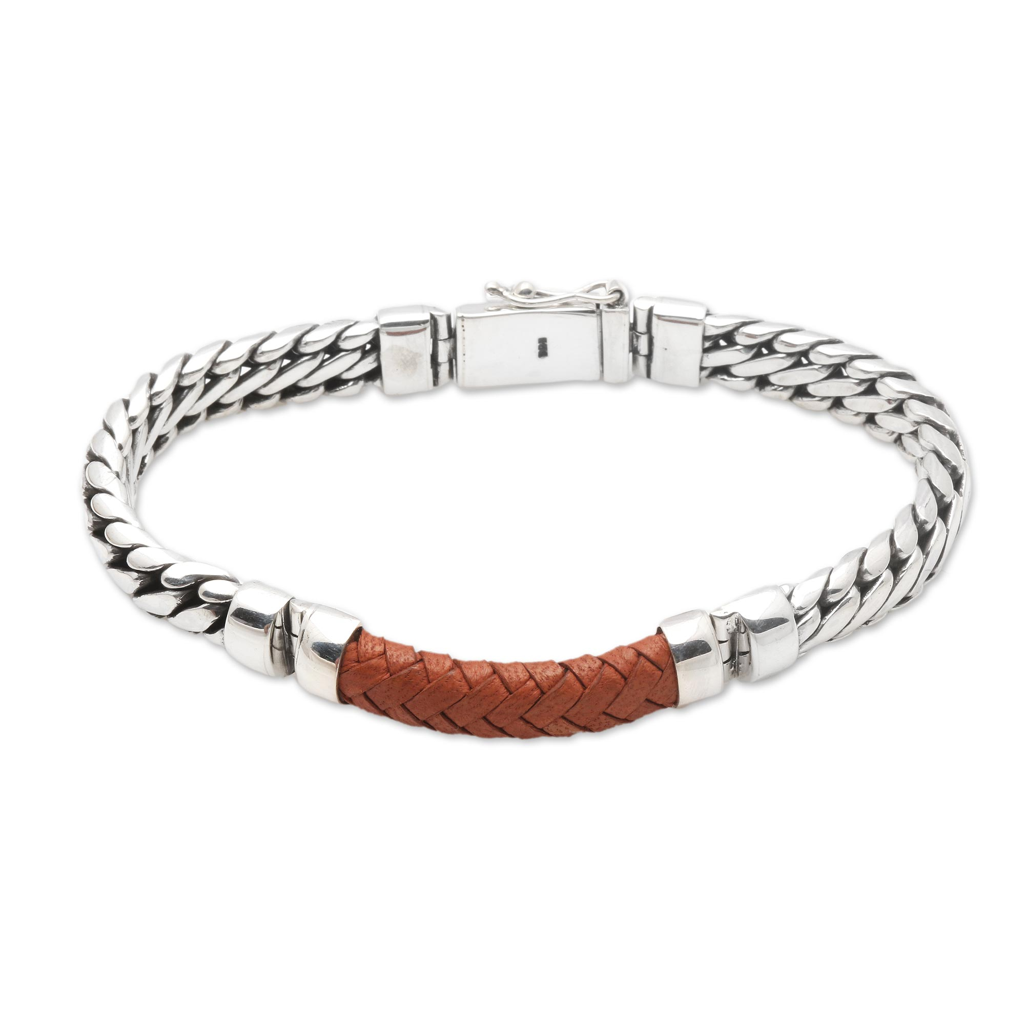 UNICEF Market  Handmade Brown Leather and Sterling Silver Wrap