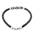 Leather and sterling silver pendant bracelet, 'Bravura' - Black Leather and Sterling Bracelet
