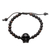 Beaded horn and wood pendant bracelet, 'Dark Visage' - Black Horn Skull Beaded Pendant Bracelet thumbail