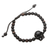 Beaded horn and wood pendant bracelet, 'Dark Visage' - Black Horn Skull Beaded Pendant Bracelet (image 2c) thumbail