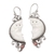 Garnet and bone dangle earrings, 'Owl Protector' - Garnet and Bone Owl Themed Dangle Earrings thumbail