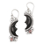 Garnet and buffalo horn dangle earrings, 'Dark Crescent Moon' - Silver and Garnet Moon Earrings with Water Buffalo Horn (image 2a) thumbail