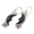 Garnet and buffalo horn dangle earrings, 'Dark Crescent Moon' - Silver and Garnet Moon Earrings with Water Buffalo Horn (image 2c) thumbail