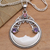 Garnet and amethyst pendant necklace, 'Peaceful Evening' - Moon Pendant Necklace with Amethyst and Garnet thumbail