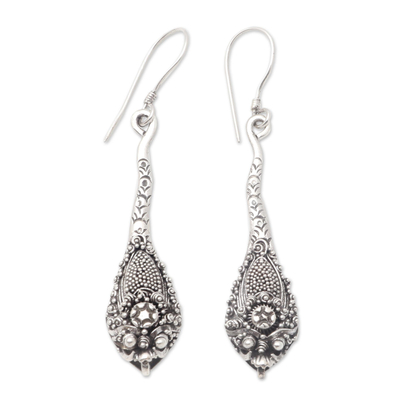 Sterling silver dangle earrings, 'Ancient Snake' - Balinese Serpent Sterling SIlver Dangle Earrings