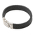 Men's leather and sterling silver wristband bracelet, 'Adaptation' - Black Leather and Sterling Silver Men's Bracelet thumbail