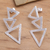 Sterling silver drop earrings, 'Tumbling Triangles' - Sterling Silver Triangle Modern Drop Earrings