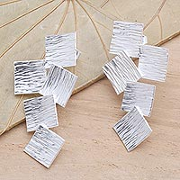 Featured review for Sterling silver drop earrings, Tumbling Squares