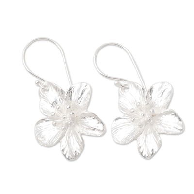 Ohrringe aus Sterlingsilber, 'Treibende Blüten', 'Drifting Blossoms - Blumenohrringe aus Sterlingsilber von Bali Artisan