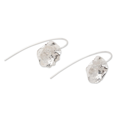 Sterling silver drop earrings, 'Prairie Primrose' - Flower Earrings Hand Crafted in Sterling Silver