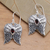 Garnet dangle earrings, 'Wings of Flight' - Artisan Crafted Balinese Silver Wings Earrings with Garnet (image 2) thumbail