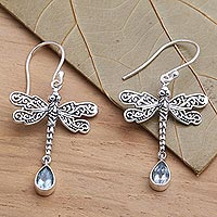 Featured review for Blue topaz dangle earrings, Dragonfly Freedom
