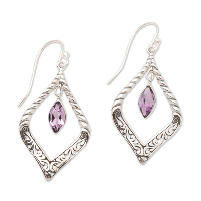 Sterling Silver and Amethyst Fair Trade Balinese Earrings