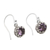 Amethyst dangle earrings, 'Petite Frangipani Flowers' - Petite Amethyst Floral Earrings in Sterling Silver (image 2c) thumbail