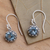 Blue topaz dangle earrings, 'Petite Frangipani Flowers' - Petite Blue Topaz Floral Earrings in Sterling Silver (image 2) thumbail