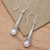Aretes colgantes de perlas cultivadas - Pendientes balineses hechos a mano con perlas blancas cultivadas