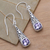Amethyst dangle earrings, 'Expression of Joy' - Balinese Fair Trade Silver and Amethyst Earrings (image 2b) thumbail