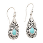 Amazonite dangle earrings, 'Heavenly Raindrop' - Sterling Silver Dangle Earrings with Amazonite Teardrops