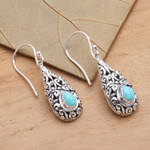 Amazonite dangle earrings, 'Heavenly Raindrop' - Sterling Silver Dangle Earrings with Amazonite Teardrops