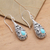 Amazonite dangle earrings, 'Heavenly Raindrop' - Sterling Silver Dangle Earrings with Amazonite Teardrops (image 2b) thumbail
