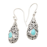 Amazonite dangle earrings, 'Heavenly Raindrop' - Sterling Silver Dangle Earrings with Amazonite Teardrops