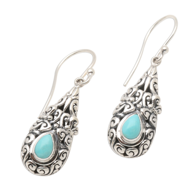 Amazonite dangle earrings, 'Heavenly Raindrop' - Sterling Silver Dangle Earrings with Amazonite Teardrops