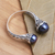Cultured pearl wrap ring, 'Peacock Seeking You' - Cultured Peacock Pearl and Sterling Silver Ring from Bali (image 2) thumbail