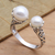 Cultured pearl wrap ring, 'Seeking You' - White Cultured Pearl and Sterling Silver Ring from Bali (image 2b) thumbail