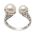 Cultured pearl wrap ring, 'Seeking You' - White Cultured Pearl and Sterling Silver Ring from Bali (image 2d) thumbail