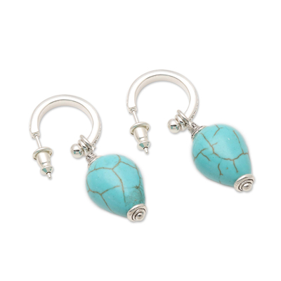Ohrhänger aus Sterlingsilber - Silberne und blaue rekonstituierte Türkis-Ohrringe aus Bali