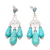 Blue topaz chandelier earrings, 'Lovely Lyre' - Silver and Blue Reconstituted Turquoise Earrings from Bali