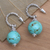 Sterling silver dangle earrings, 'Serene Planet' - Ornate Sterling Silver Earrings with Reconstituted Turquoise (image 2) thumbail