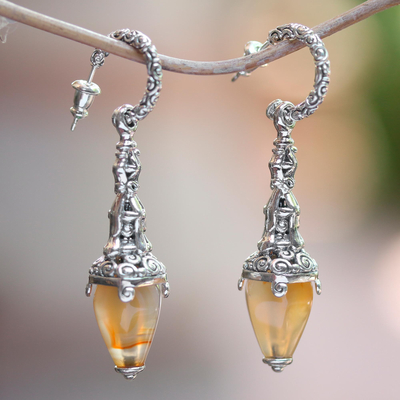 Karneol-Ohrhänger - Ohrringe aus Sterlingsilber und Karneol, handgefertigt auf Bali