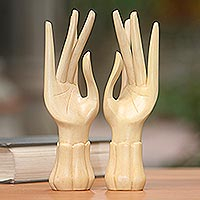 Wood ring holders, Graceful Gesture (pair)
