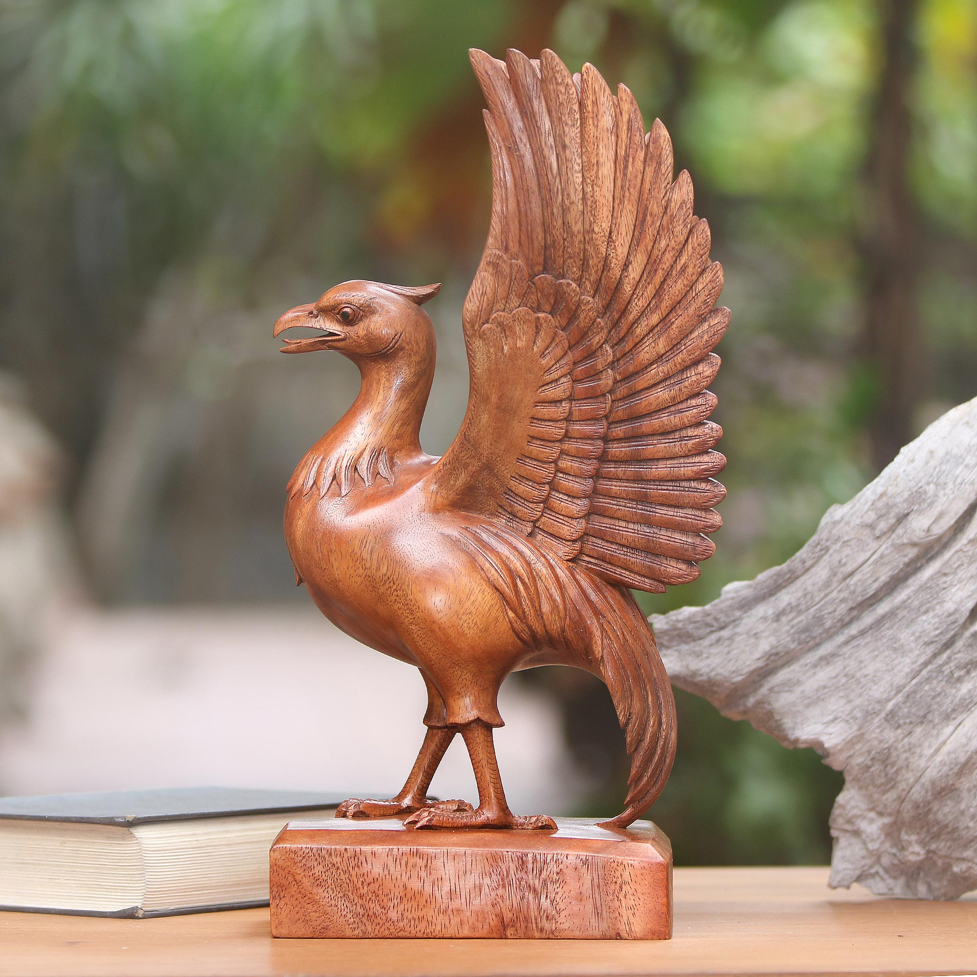 Hand Carved Wood Sculpture Of Liver Bird Liver Bird Novica