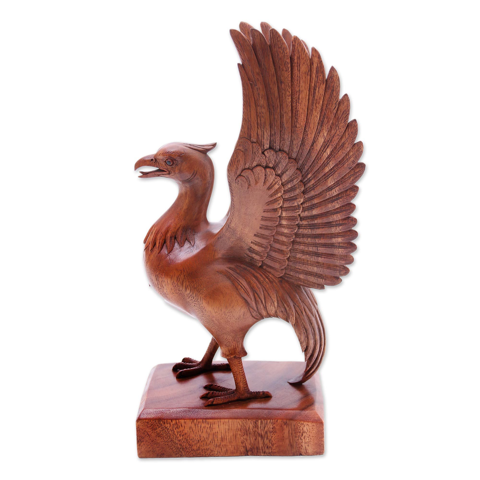 Hand Carved Wood Sculpture of Liver Bird Liver Bird NOVICA