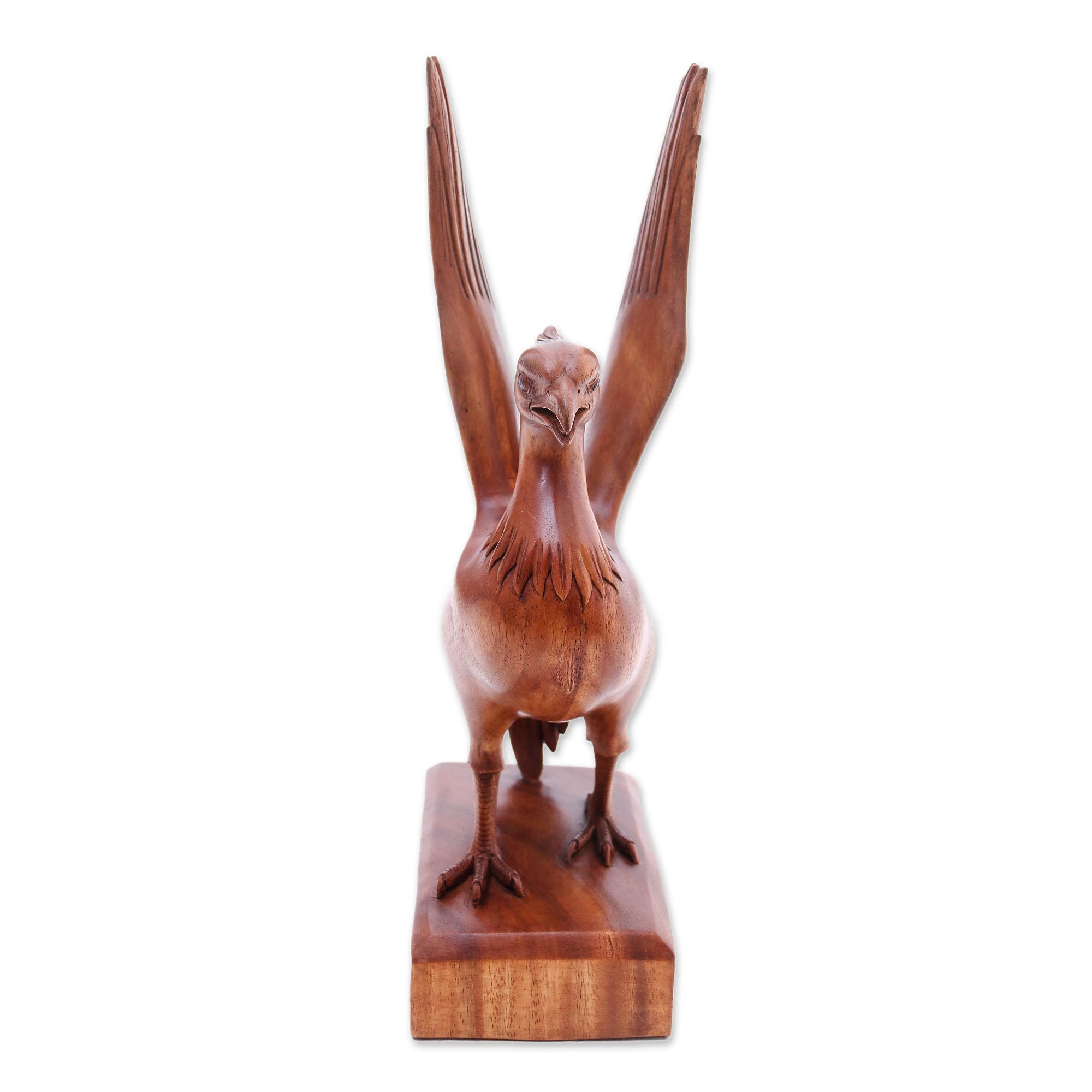 Hand Carved Wood Sculpture of Liver Bird Liver Bird NOVICA