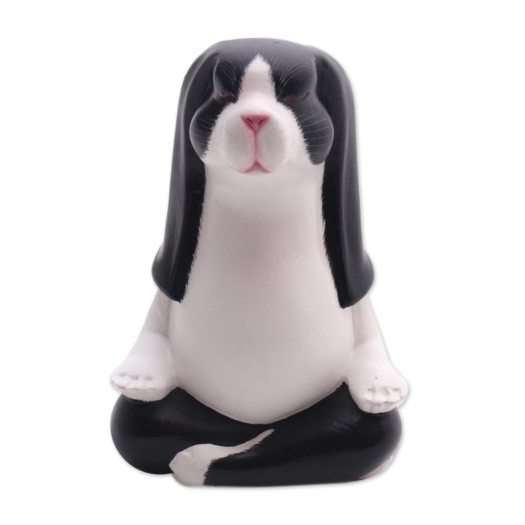 Pregnant Yoga Bunny Wood Sculpture Expecting Yoga Bunny NOVICA