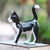 Wood sculpture, 'Curious Tuxedo Cat' - Balinese Signed Hand-Carved Tuxedo Cat Sculpture (image 2) thumbail