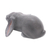 Wood sculpture, 'Grey Lop-Eared Bunny' - Balinese Signed Grey Lop-Eared Rabbit Sculpture