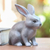 Wood sculpture, 'Inquisitive Grey Rabbit' - Balinese Signed Grey Bunny Rabbit Wood Sculpture (image 2) thumbail